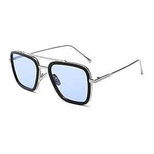 ARZONAI Iron Man Tony Stark Avengers Metallic Stylish Sunglasses for Men and Boys (Silver-SkyBlue) -Large Size