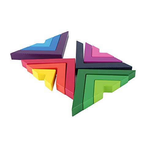 USATDD Wooden Rainbow Stacking Game Stacker Geometry Building Blocks Creative Nesting Educational Toys Kids Toddlers (Rainbow Stacking Game)