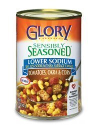 Glory Foods, Sensibly Seasoned, Lower Sodium, Tomatoes, Okra & Corn, 15oz Can (Pack of 6) by Glory Foods