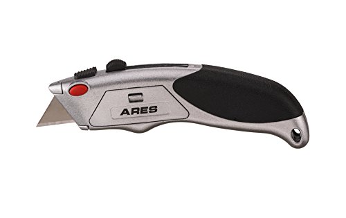 Heavy Duty Utility Knife | ARES 70341 | 2-Position Manual Retraction and Quick Blade Change Design | 3 Blades Included with Knife