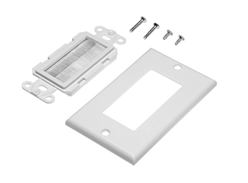 Buyer's Point Brush Wall Plate, Decora Style, Cable Pass Through Insert for Wires, Single Gang Cable Access Strap, Wall Socket Plug Port for HDTV, HDMI, Home Theater Systems and More ((5 Pack) White)
