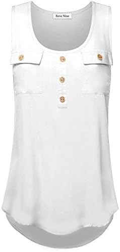 REVENINE Women's Sleeveless Solid Woven Scoop Neck Tunic Tank Top XX-Large White