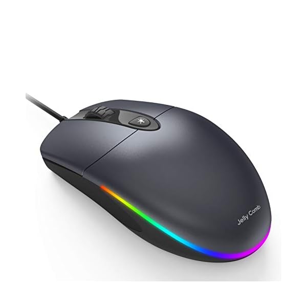 Wired-Mouse-Jelly-Comb-Optical-Gaming-Mice-with-Silent-Clicking-and-RGB-Backlight-for-PC-Computer-Laptop-1600-DPI-Black-and-Dark-Grey Wired Mouse, Jelly Comb Optical Gaming Mice with Silent Clicking and RGB Backlight for PC Computer Laptop, 1600 DPI…