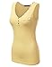 Doublju Women Sleeveless Soft Fabric Unique Oneside Button Henley Tank Top