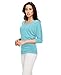 Made By Johnny WT1036 Womens V Neck 3/4 Sleeve Dolman Top with Side Shirring L Aqua