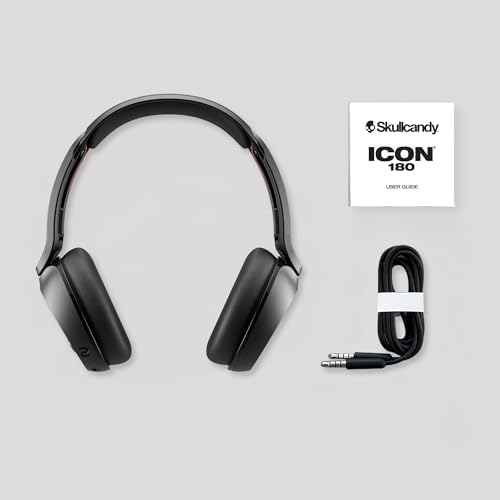 Icon 180 Wireless On-Ear Bluetooth Headphones, Up to 50 Hours Battery, Lightweight and Travel Ready, Secure Fit, Sweat and Water Resistant, Microphone iPhone Android - True Black
