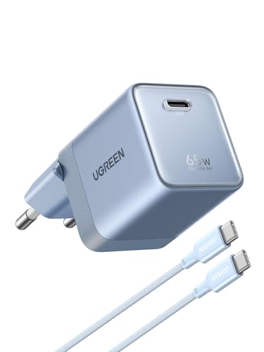 UGREEN Nexode Air 65W Chargeur USB C Rapide GaNInfinity avec Câble Compatible avec iPhone 17 Pro Max 16 Plus 15 14 13 12 Galaxy S26 S25 S24 Pixel 10 9 iPad MacBook Neo Air Pro M5 M4 M3 M2 M1 (Bleu)