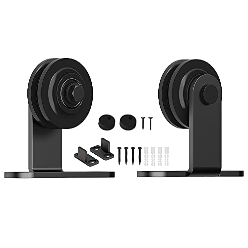 skysen Sliding Barn Door Hardware Roller Set Black (T Shape Roller Set) Pricepulse