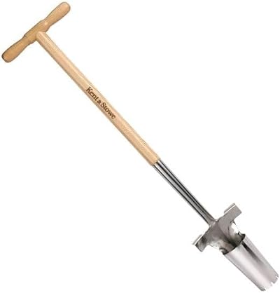 Kent & Stowe Stainless Steel Long Handle Bulb Planter Ash Wood T Grip 4 Inch