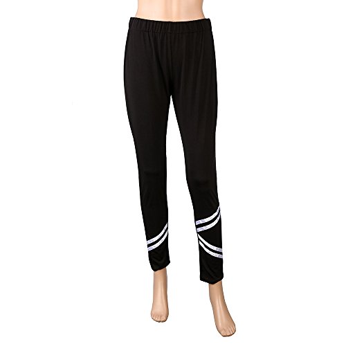 Napoo Clearance Women Elastic Solid Criss-Cross Workout Dance Yoga Pant Legging Plus Size (XL, Black A) - Thumbnail 2