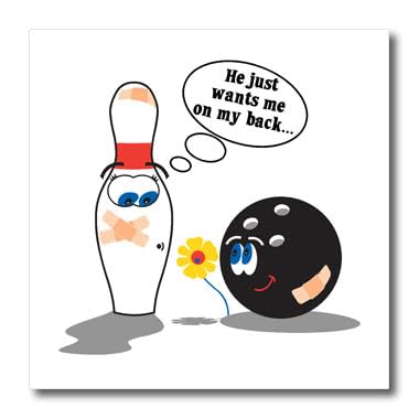 3dRose ht_116306_1 Funny Bowling Ball Pin Just Wants Me on My Back Innuendo Spo…