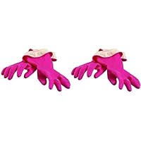 Casabella Premium Waterblock Cleaning Gloves - 2 Pair (4 Gloves) Pink - Large