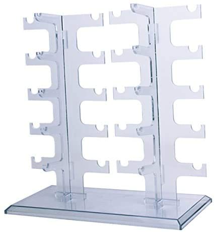 POFET Acrylic 10 Pairs Sunglasses Organizer Double Row Sunglasses Rack Holder Glasses Show Display Stand Organizer (Clear)