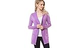BIADANI Women Classic Soft Long Sleeve Open Front Cardigan Sweater Lilac Medium