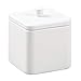 mDesign Small Metal Square Bathroom Apothecary Storage Organizer Canister Jars with Lid - Organization Holders for Vanity, Makeup Tables - Unity Collection - 2 Pack - White