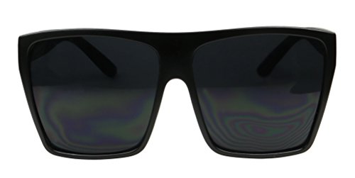 Basik Eyewear - Extremely Dark X Large Oversized Flat Top Rectangular UV400 Sunglasses (Matte Black, 5.7 in. (146 mm))
