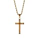 HZMAN Simple Gold Stainless Steel Cross Pendant Necklace True Religious, 22 inch Rope Chain for women men