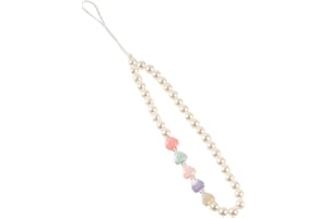 Cute Love Heart Pearl Beaded Phone Lanyard Charm Wrist Strap for Women & Girls