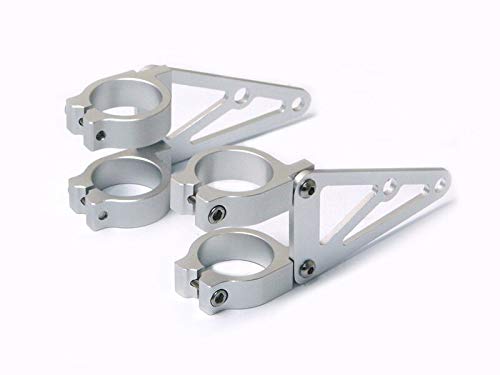 Alchemy Parts Motorcycle Motorbike Headlight Brackets Clamps Fork Mounted 36-37 mm Brushed Cast Aluminium in Silver Finish