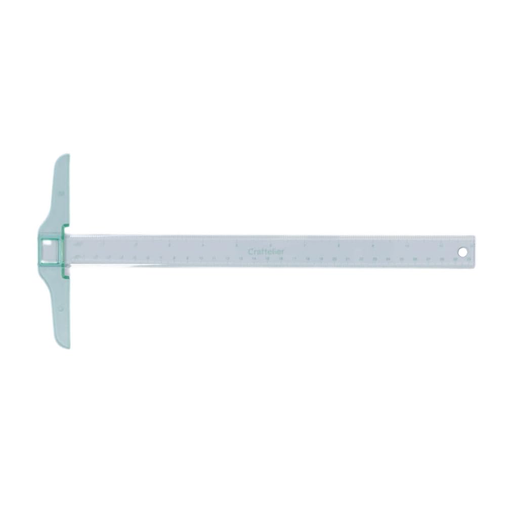 Craftelier - 30 cm (12") T-Shaped Ruler | Basic Tool for Scrapbooking and Craft Projects | Measurements in Centimetres and Inches | Made of Plastic | Turquoise Transparent