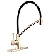 GAPPO Commercial Lead Free Pull Out Sprayer Gold Kitchen Sink Faucet, Single Handle Kitchen Faucets with Deck Plate