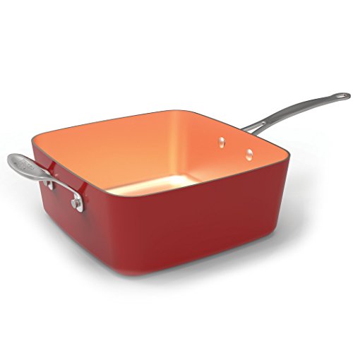 BulbHead Red Copper Square Pan 5 Piece Set by BulbHead, 10Inch Pan