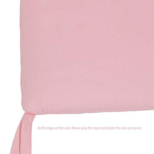 CaSaJa Napping Microfiber Crib Bumper Pads Protector, Soft and Breathable for Baby Boys and Girls, Fits Standard Size Crib and Toddler Beds 28 inches x 52 inches, Machine Washable, Baby Pink