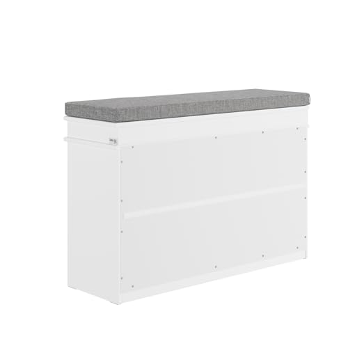 SoBuy FSR82-L-W Entrance Shoe Bench with Lid Storage and Cushion – Shoe Storage for Hallway or Living Room – 75 x 24 x 51 cm, White, FSR82-L-W