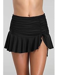 Falda de natación para dama con control de vientre, pantalones cortos de natación con falda y parte inferior de bikini