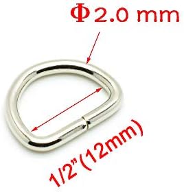 100pcs 1/2"(12mm) Metal D Ring Non Welded Nickel Plated Belt Buckle