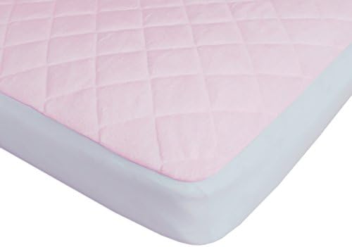 Healthy baby Ideas Premium Bamboo Viscose Crib Mattress Pad Waterproof with 9" Deep Fitted Skirt, Baby Pink