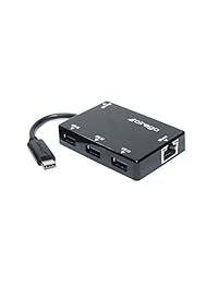 USB tipo C (USB 3.1) a 3 puertos USB 3.0 Hub con 10 100 1000 Mbps, o 1 Gigabit Ethernet adaptador de red para Macbook Pro 2016, Chromebook Pixel, iMac, Surface Book 2, Dell XPS 13 15 o puerto USB C...