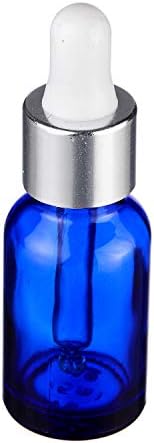 GRN Set of 8 Pcs of 15 ML Blue Colour Round Glass Bottle with Glass Dropper and Metallic Cap For Essential Oils Aromatherapy Oils Blends, DIY Perfume, Cosmetics, Beauty Products Refillable & Reusable perfect for protecting light-sensitive materials