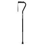 Hugo Adjustable Offset Handle Cane with Reflective Strap, Black