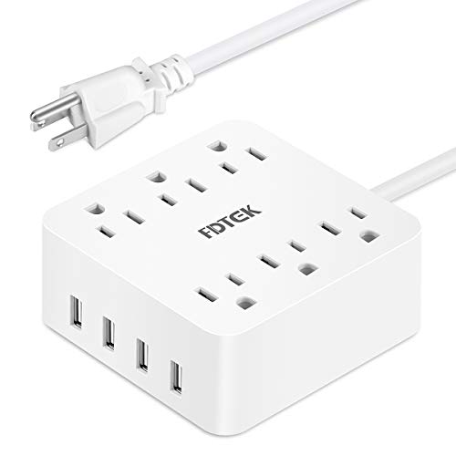 Surge Protector Power Strip, Flat Plug Power Strip with 4 USB and 6 AC