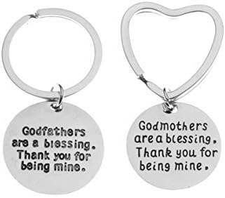 qws Godparent Gifts, Godmother & Godfather Gifts Set, God Mother & God Father Keychains for Godparents