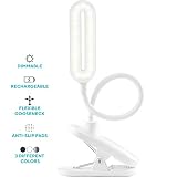 LED Reading Light w/ 1400mAh Rechargeable Battery - Mount It Anywhere - 30 LEDs w/ 3 Dimmable Color Temperatures - Flexible Gooseneck - Touch Control