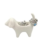 OYLZ Adorable Ceramic Puppy Dog Ring Holder Jewelry Trinket Holder Home Decoration