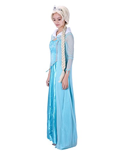 HDE Womens Adult Ice Princess Wig Prestyled Long Blonde Braid Cosplay Costume - Image 4