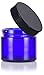 JUVITUS 2 oz Cobalt Blue Glass Straight Sided Jar With Black Smooth Lids Airtight, Smell Proof, BPA Free (4 pack)