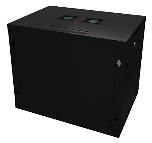 Server Rack Cabinet - 9U 19" - Tupavco TP1519 - Floor/Wall Mount Network IT Computer Electronics Media Equipment Storage Rackmount Enclosure with Glass Door and Sides Lock, Vent Fans; 17.7 inch deep