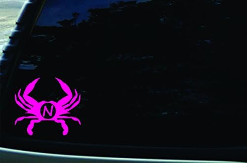 5" X 4.5" Crab with N PINK Vinyl DIE CUT Decal for Your Car, Truck, Laptop, Window