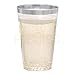 DRINKET Silver Plastic Cups 14 oz Clear Plastic Cups | Tumblers Fancy Plastic Wedding Cups With Silver Rim 50 Ct Disposable For Party Holiday and Occasions