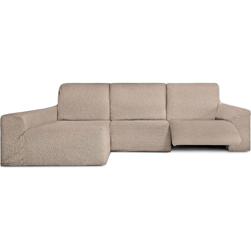 ECOMMERC3 Braccio Lungo Sinistro con Relax Bielastico-Copridivano Chaiselongue Visone Super Elastico, Traspirante e Schiume di Tenuta, Poliestere, Cotone, elastomero, Chaiselong Brazo Largo Izquierda