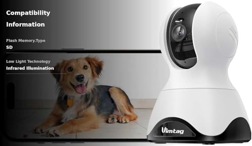 VIMTAG 2.5K Pet Camera Indoor with Phone App, 360° Dog Camera with Speaker, Indoor Cameras for Home Security, 5G/2.4G WiFi, Motion Tracking & AI Detection, 2-Way Audio, Night Vision, SD/Cloud Storage - View 3