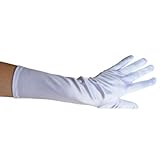 White Satin Gloves (Elbow Length) ~ Formal, Wedding, Theatrical, Costume Party