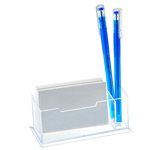 SONIQE Desk Countertop Business Card Visiting Card Holder Stand with Pen Section for Home & Office