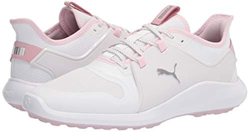 PUMA Women's Ignite Fasten8 Golf Shoe, White Silver-Pink Lady,