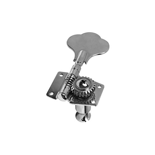 FLEOR Vintage Open Individual Geared Bass Tuners Machine Head Tuning Keys Pegs Right Hand for Jazz Precision P Style Bass Replacement, Chrome, 1 Right Peg