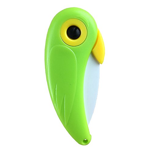 BGT Mini Bird Knife Ceramic Fruit Paring Knife Folding Kitchen Knives with Colourful ABS Handle (Green)